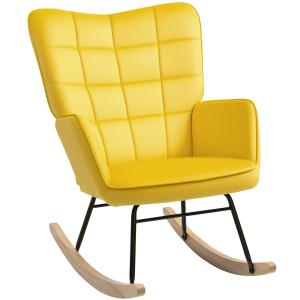 HOMCOM Poltrona a Dondolo rocking chair rivestimento in vel…
