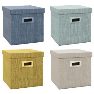 HOMCOM Set 4 Scatole per Armadi in Tessuto con Coperchio e…