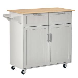 HOMCOM Carrello da Cucina Multiuso in Legno con 2 Cassetti,…