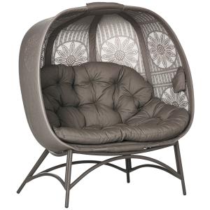 Outsunny Lettino da Giardino 2 Posti con Copertura Decorata…