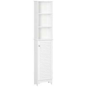 HOMCOM Colonna Bagno con Ripiano a 3 Livelli e Armadietto C…