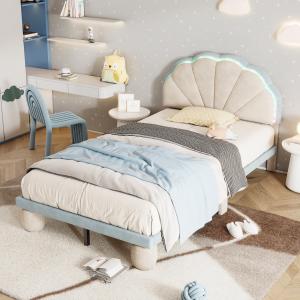 Letto imbottito con strisce luminose multicolore e testiera…