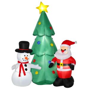 HOMCOM Albero di Natale Gonfiabile con Babbo Natale, Pupazz…