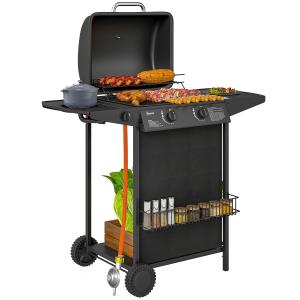 Outsunny Barbecue a Gas con 3 Bruciatori Indipendenti e Cop…