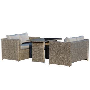 Outsunny Mobili da Esterno in Rattan PE Set 3 Pezzi Salotto…