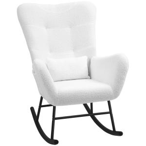 HOMCOM Sedia a Dondolo, Rivestimento in Peluche, Cuscino Lo…
