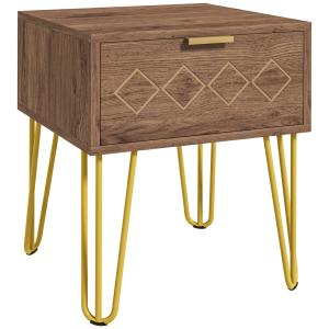 HOMCOM Comodini Moderni Set 2 Pezzi in Truciolato e Acciaio…