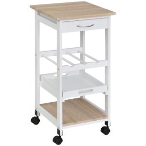 HOMCOM Carrello da servizio carrello da cucina a ruote 2 ri…