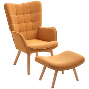 HOMCOM Poltrona Accent con Pouf, Poltrona Relax in Corda, P…