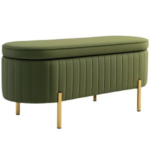 HOMCOM Panca Contenitore Ovale da 72L con Coperchio Solleva…