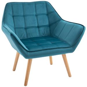 HOMCOM Poltroncina dal Design Scandinavo in Legno e Velluto…