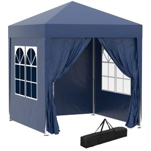 Outsunny Gazebo Pieghevole Pop Up 2x2 m con 4 Pareti Rimovi…
