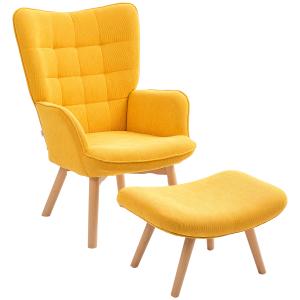 HOMCOM Poltrona di Design con Pouf, Poltrona Relax in Corda…