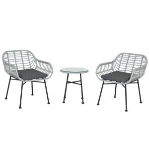 Outsunny Salotto da Esterno 3 Pezzi in Rattan PE, Set con 2…