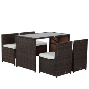 Outsunny Set Mobili da Giardino in Rattan 5pz Tavolo Pranzo…