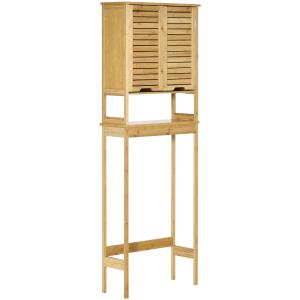 kleankin Mobile Bagno Sopra WC Salvaspazio in Bambù e MDF,…