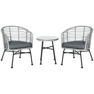 Outsunny Set Mobili da Giardino 3 Pezzi in Rattan, Salotto…