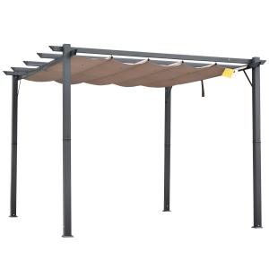 Outsunny Pergola da Giardino 3x3 m con Tettuccio Retrattile…