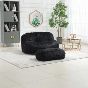 Poltrona Sacco Fluffy Confortevole con Pouf, Sedia Moderna…