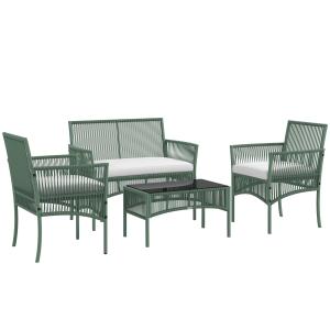 Outsunny Set da Giardino in Rattan da 4 Pezzi con 2 Poltron…