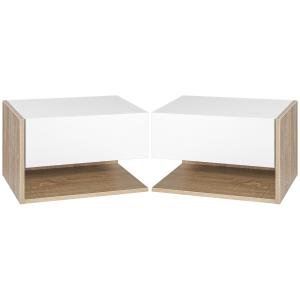 HOMCOM Set di 2 Comodini da Parete - Set di 2 Comodini da N…