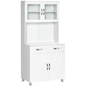 HOMCOM Mobile Cucina Moderno con 2 Armadietti, Ante in Vetr…