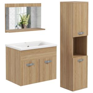 kleankin Set di mobili per il bagno armadietto specchiera  …