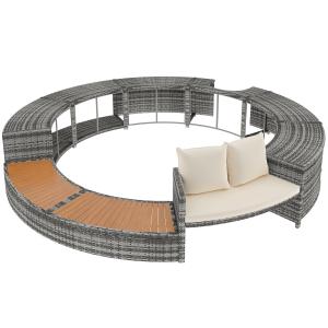 Set da giardino con divano rotondo, piedi regolabili, inclu…