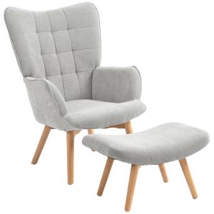 HOMCOM Poltrona Relax con Pouf Poggiapiedi in Velluto a Cos…