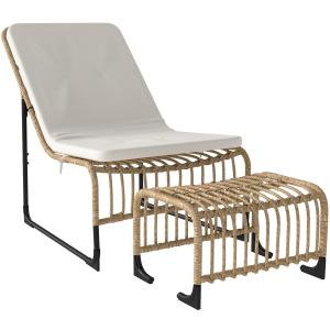 Outsunny Poltrona Relax in Rattan con Poggiapiedi Resistent…