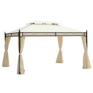 Outsunny Gazebo da Giardino 3x4m in Metallo con Doppio Tett…