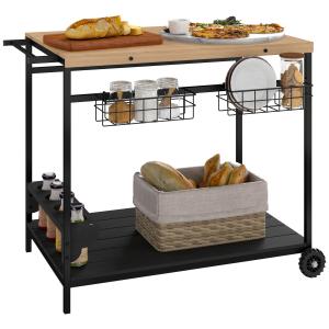 Outsunny Carrello da Giardino a 2 Ripiani, 2 Cesti e 4 Spaz…