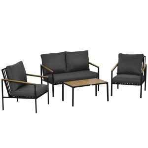 Outsunny Set da giardino 4 pezzi per 4 persone con divano a…