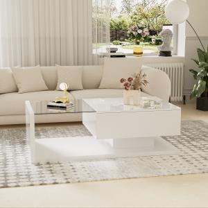 Tavolino da Salotto Moderno con Ripiano in Vetro e Effetti…
