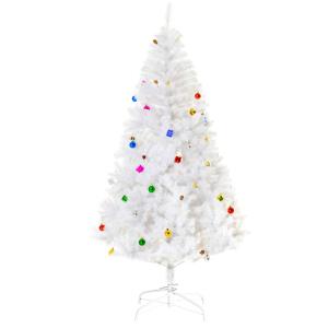HOMCOM Albero di Natale Bianco 180cm con Addobbi e 930 Rami…