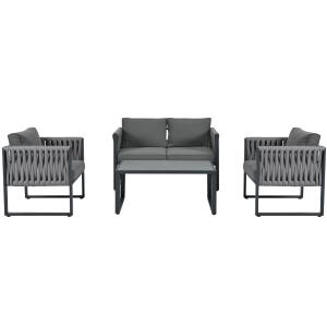 Set di poltrone da giardino, con divano a due posti, 2 polt…
