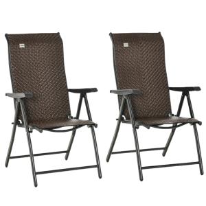 Outsunny Set di 2 Sedie da Giardino Pieghevoli in Rattan PE…