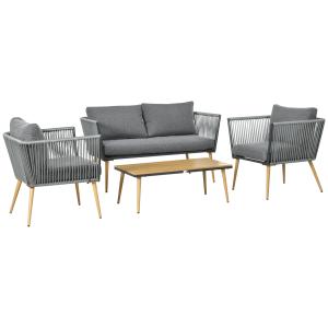Outsunny Set da Giardino in rattan sintetico 4 posti con 1…