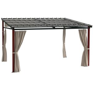 Outsunny Pergola con Tende Laterali e Tetto Retrattile in P…
