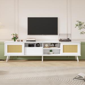 Mobile TV in rattan bianco, 2 ante in rattan, 1 cassetto, 3…