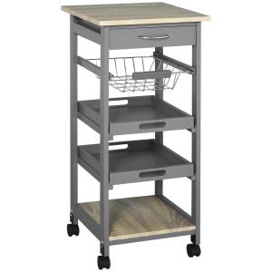 HOMCOM Carrello da servizio carrello da cucina a ruote con…