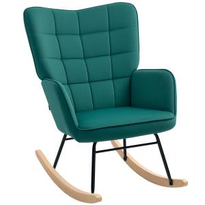 HOMCOM Poltrona a dondolo rocking chair rivestimento in vel…