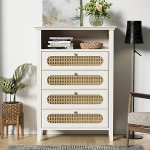 Credenza Moderna Piccola con Dettagli in Rattan e Gambe in…