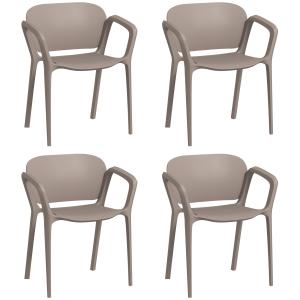Outsunny Set 4 Sedie da Giardino Impilabili in Plastica Mod…