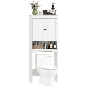 HOMCOM Mobile sopra WC con 3 Mensole Chiuse e Ripiano Apert…