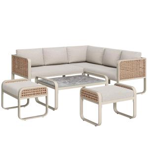 Set da giardino per 6-7 persone, mobili in rattan con strut…