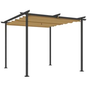 Outsunny Gazebo Pergola 3x3 con Tetto Retrattile e Fori di…
