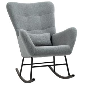 HOMCOM Sedia a Dondolo, Copertura Peluche, Cuscino Lombare,…