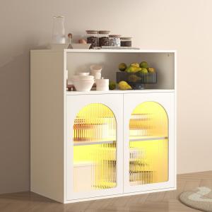 Credenza con anta in vetro e luce LED, Mobiletto Indipenden…