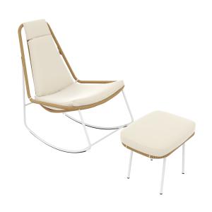 Set di 2 sedie a dondolo con corda intrecciata a mano, con…